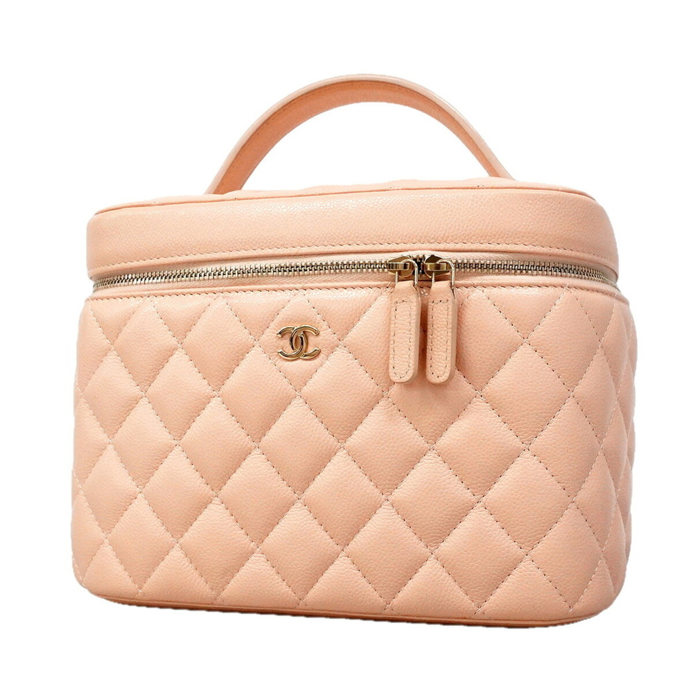 Chanel handbag/vanity bag, Matelassé caviar leather, pink champagne, women's.